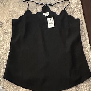J. Crew Black Scalloped Camisole
